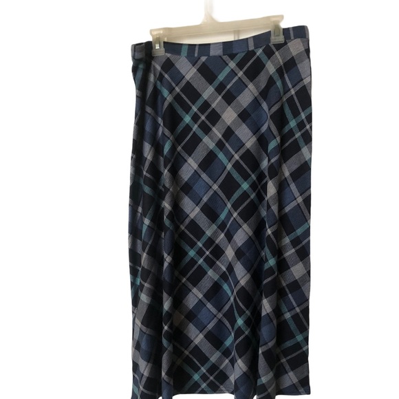 Christopher and Banks Blue Plaid Skirt NWT